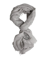 Dolce & Gabbana Gray Cashmere Knit Fringes Neck Foulard 67cm x200cm Foulard Scarf