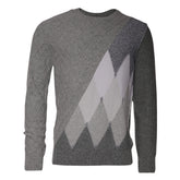 Ballantyne Gray Cashmere Argyle Intarsia Knit Crew Neck Men Sweater