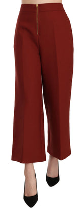 Jucca Red High Waist Cropped Flared Dress Formal Trouser Pants