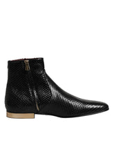 Dolce & Gabbana Black Leather Chelsea Short Ankle Boots Shoes