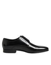 Dolce & Gabbana Black Calfskin Leather Derby Men Dress Shoes
