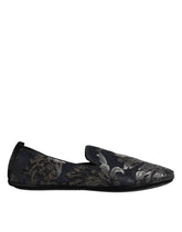 Dolce & Gabbana Black Jacquard Leather Slip On Loafers Shoes