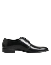 Dolce & Gabbana Black Calfskin Leather Derby Dress Shoes