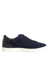 Dolce & Gabbana Blue Leather Suede Low Top Sneakers Shoes