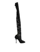 Dolce & Gabbana Black Taormina Lace Socks Pumps Boots Shoes