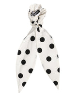 Dolce & Gabbana Scrunchie White Cotton Polka Dot Scarf Tie Accessory Hair