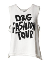 Dolce & Gabbana White Graphic CrewNeck Sleeveless Tank T-shirt