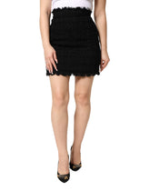 Dolce & Gabbana Black Nylon High Waist Open-Stitch Mini Skirt