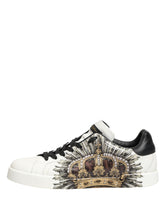 Dolce & Gabbana White Black Crown Low Top Sneakers Men Shoes