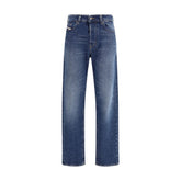 Diesel Blue Cotton Straight-Leg Jeans