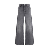 Marine Serre Gray Cotton Flared Jeans