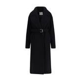 Max Mara Black Fleece Wool Coat