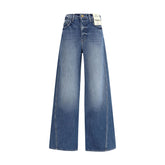 L'Agence Light Blue Cotton Relaxed Fit Jeans