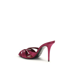 Saint Laurent Bordeaux Silk Stiletto Heel Sandals