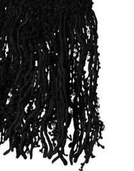 Dolce & Gabbana Black Wool Fringes Neck Wrap Foulard Scarf