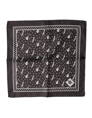 Dolce & Gabbana Black Guitar Trumpet Men Handkerchief Scarf