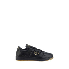 Prada Black Calf Leather Bos Taurus Low Top Sneakers