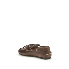 Miu Miu Brown Calf Leather Bos Taurus Slip-On Loafers