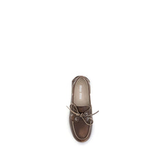 Miu Miu Brown Calf Leather Bos Taurus Slip-On Loafers