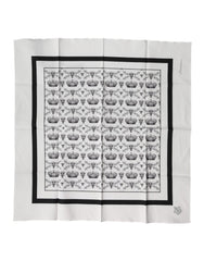 Dolce & Gabbana White Crown Cotton Men Square Foulard Scarf