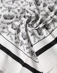 Dolce & Gabbana White Crown Cotton Men Square Foulard Scarf