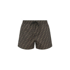 Fendi Brown Polyester Swim Shorts