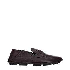Dolce & Gabbana Brown Leather Slip-On Loafers