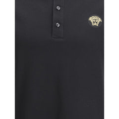 Versace Black Cotton Polo Shirt
