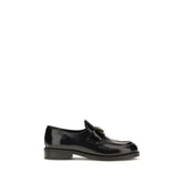 Prada Black Calf Leather Bos Taurus Slip-On Loafers