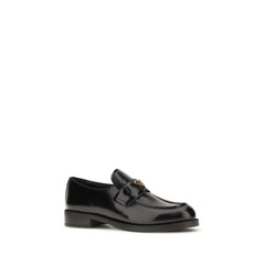 Prada Black Calf Leather Bos Taurus Slip-On Loafers