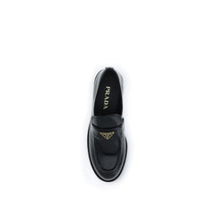 Prada Black Calf Leather Bos Taurus Slip-On Loafers