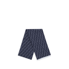 Fendi Blue Fleece Wool Scarf