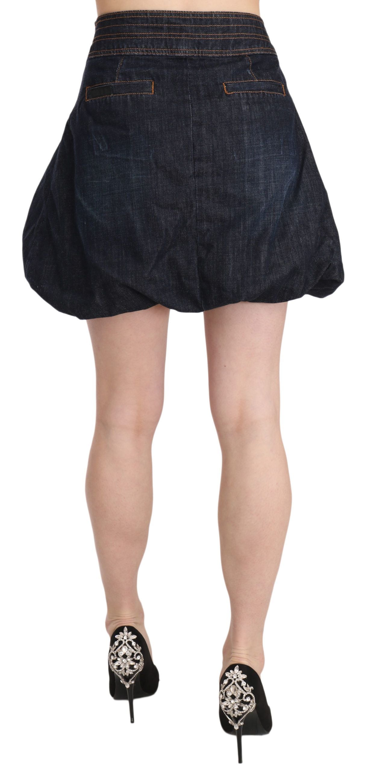 Blå jeans i denim med bomullsstretch och a-linjeformad minimodell
