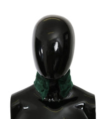 Dolce & Gabbana Green Fur Neck Collar Wrap Lambskin Scarf