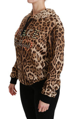 Dolce & Gabbana Brown Hooded Studded Ayers Leopard Sweater
