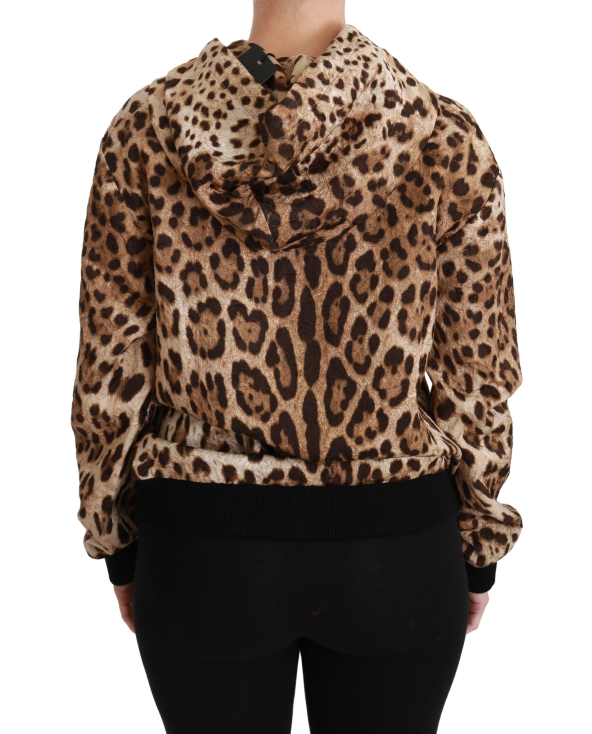Brun Ayers Leopardtröja med Nitar och Huva