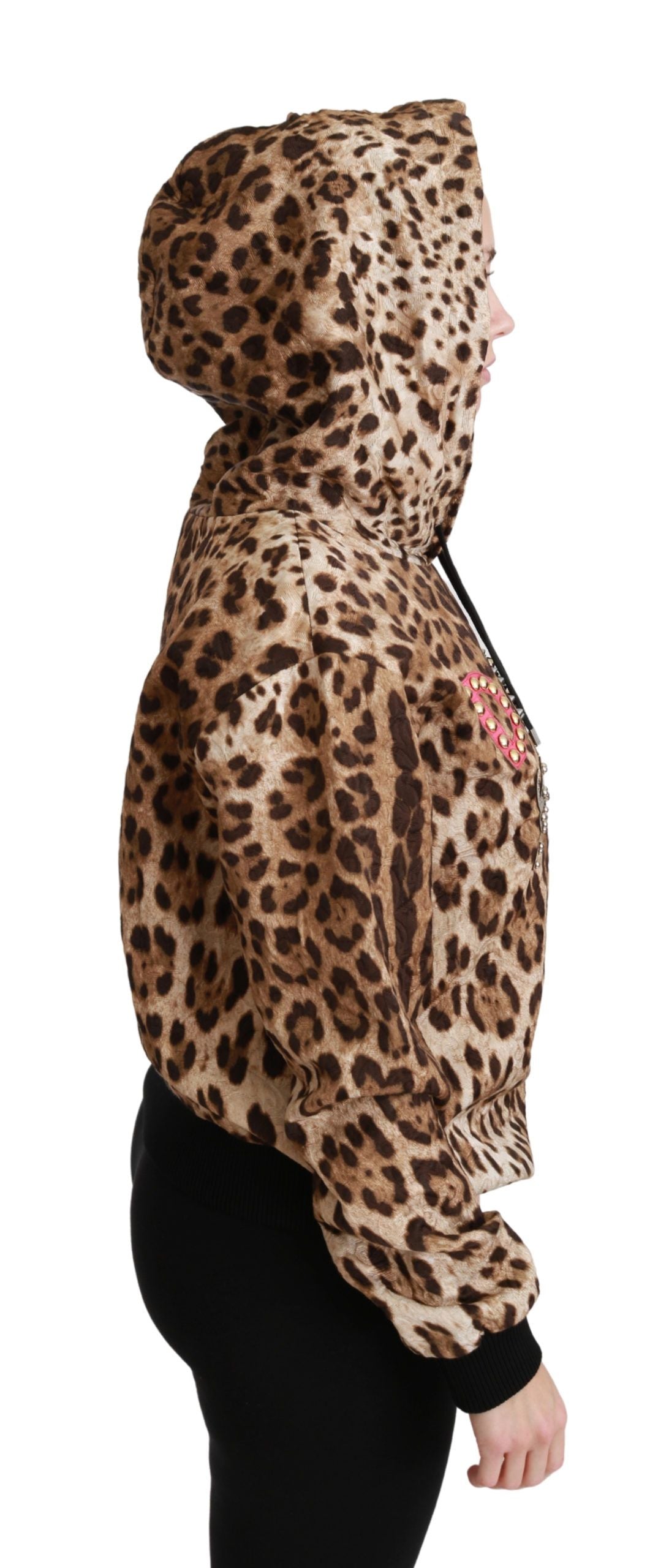 Brun Ayers Leopardtröja med Nitar och Huva