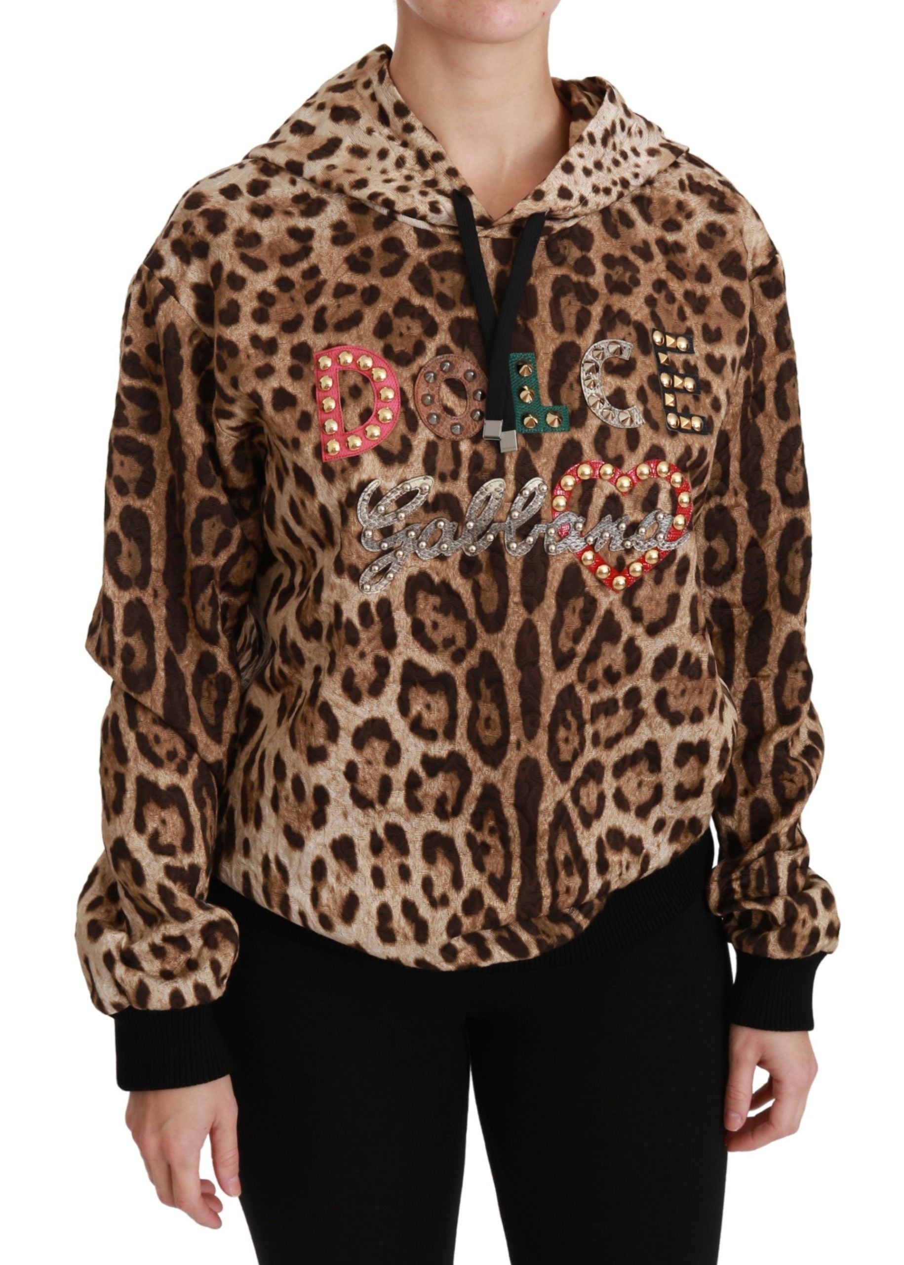 Brun Ayers Leopardtröja med Nitar och Huva