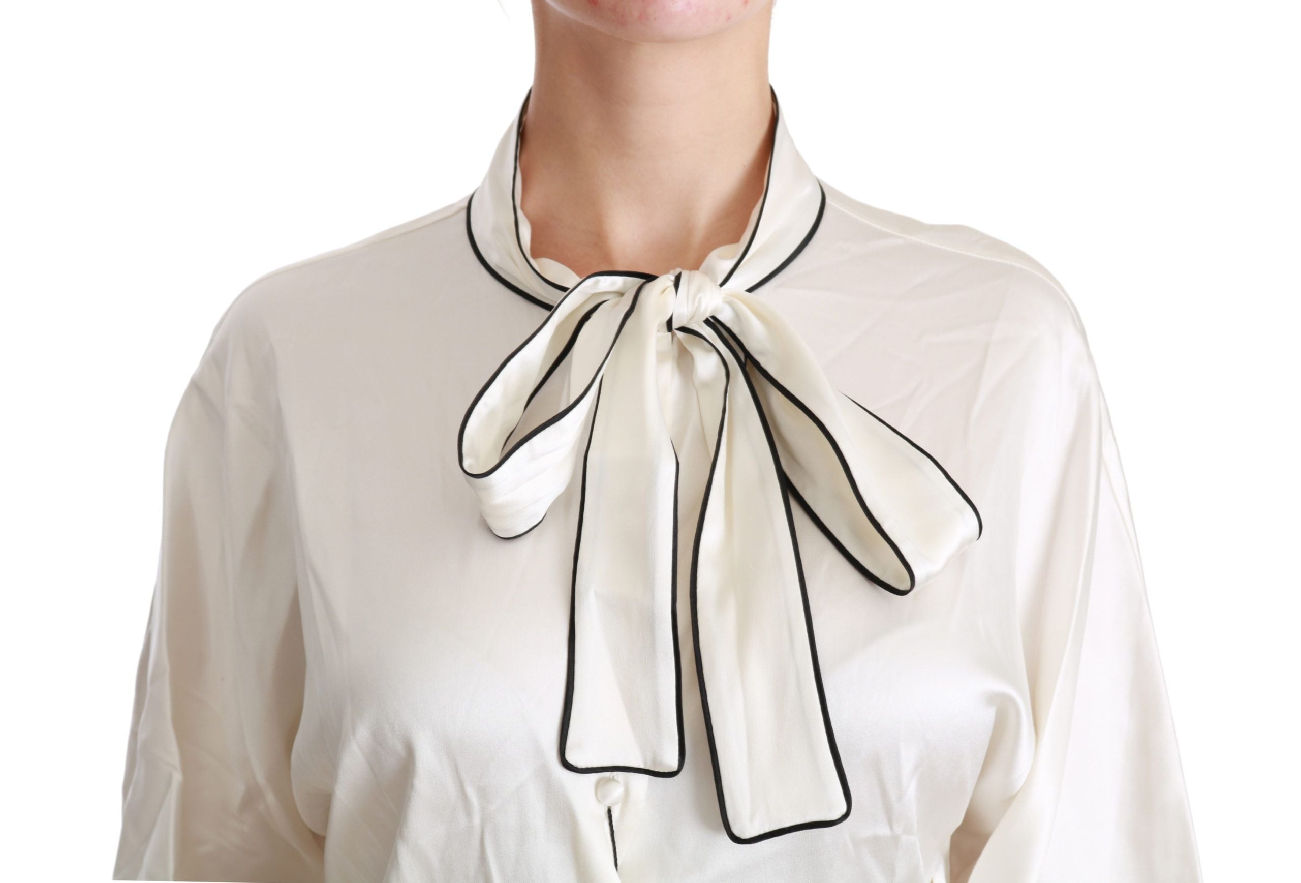Beige 3/4-ärmad skjortblus sidentopp