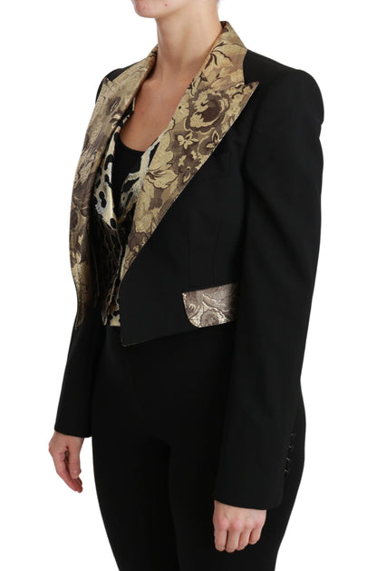 Dolce &amp; Gabbana Svart Jacquard Västkavaj Kappa Ulljacka