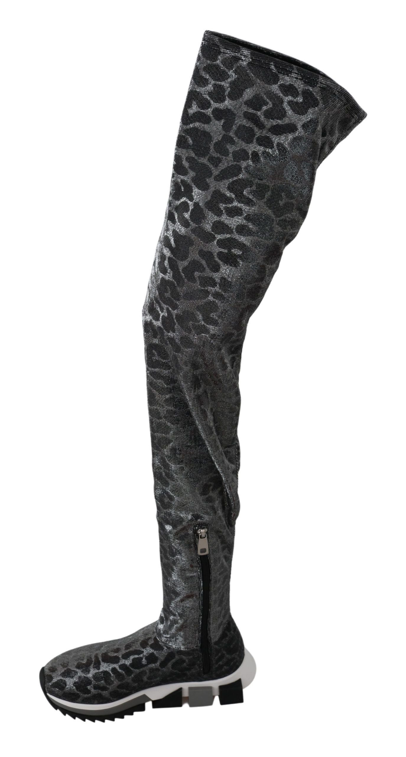 Grå Leopard High Top Sneakers Stövlar Skor
