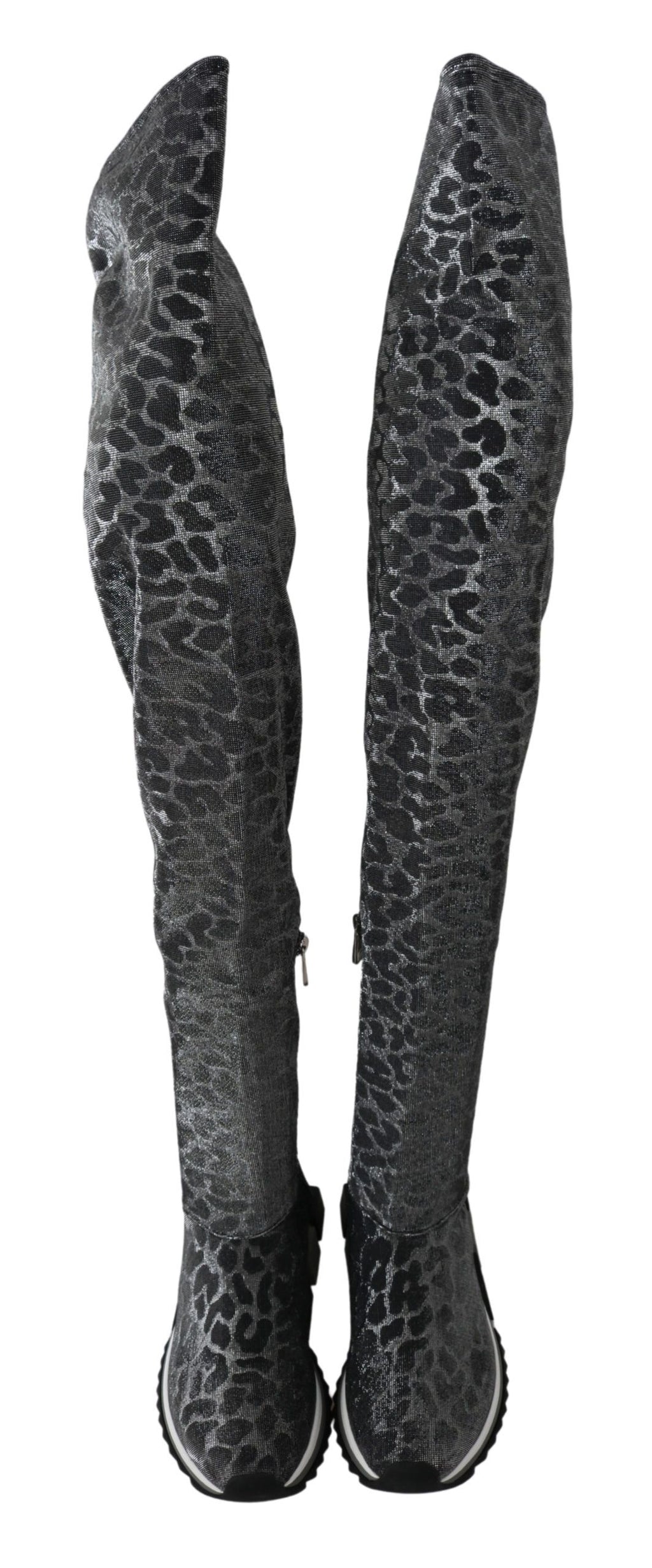 Grå Leopard High Top Sneakers Stövlar Skor