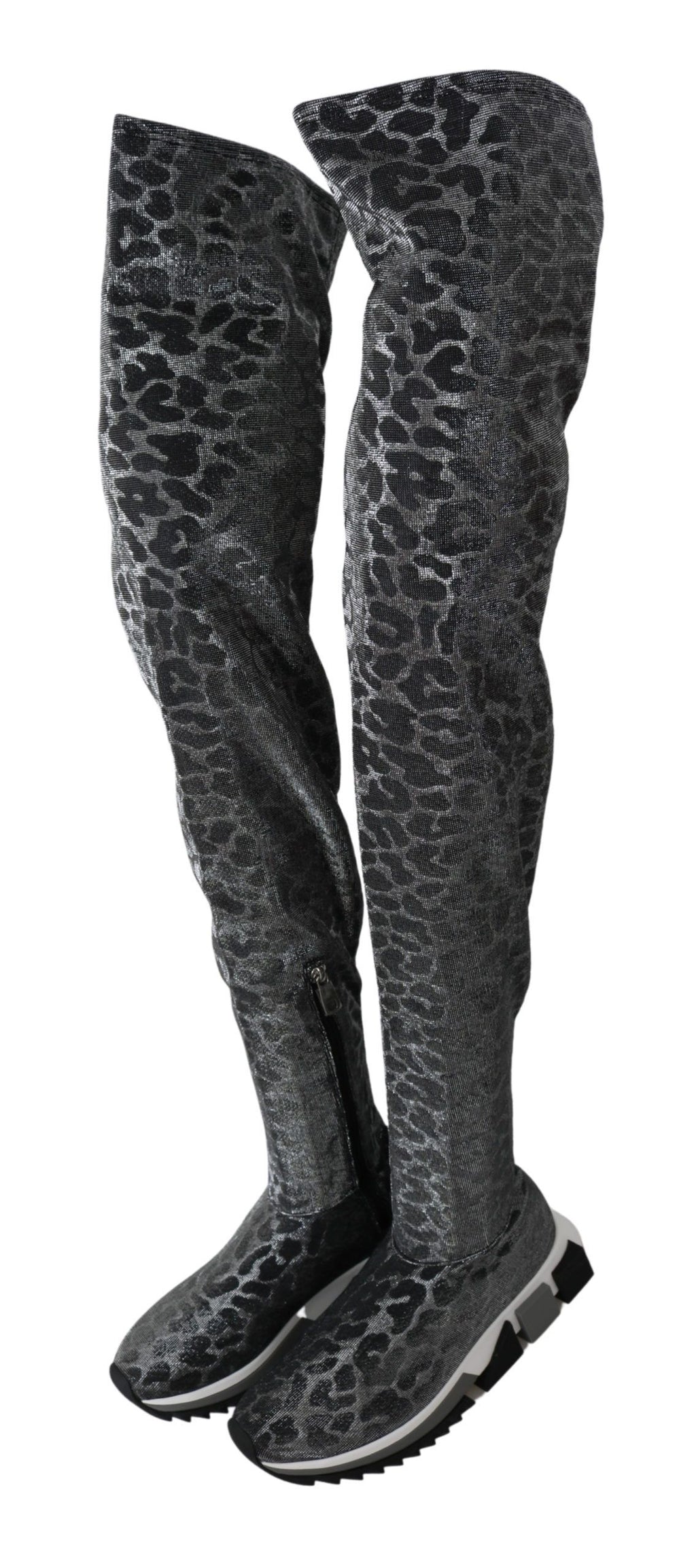 Grå Leopard High Top Sneakers Stövlar Skor