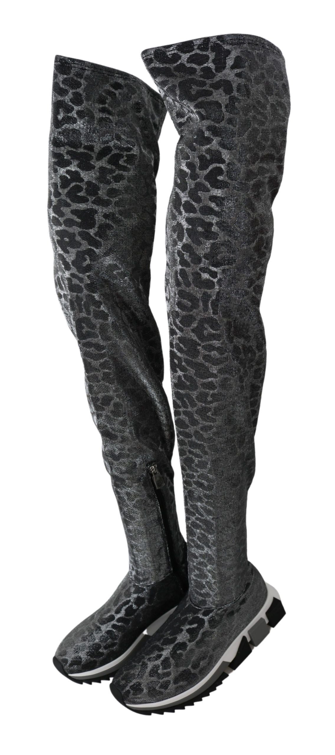 Grå Leopard High Top Sneakers Stövlar Skor
