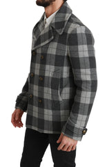 Dolce & Gabbana Gray Check Wool Cashmere Coat Jacket