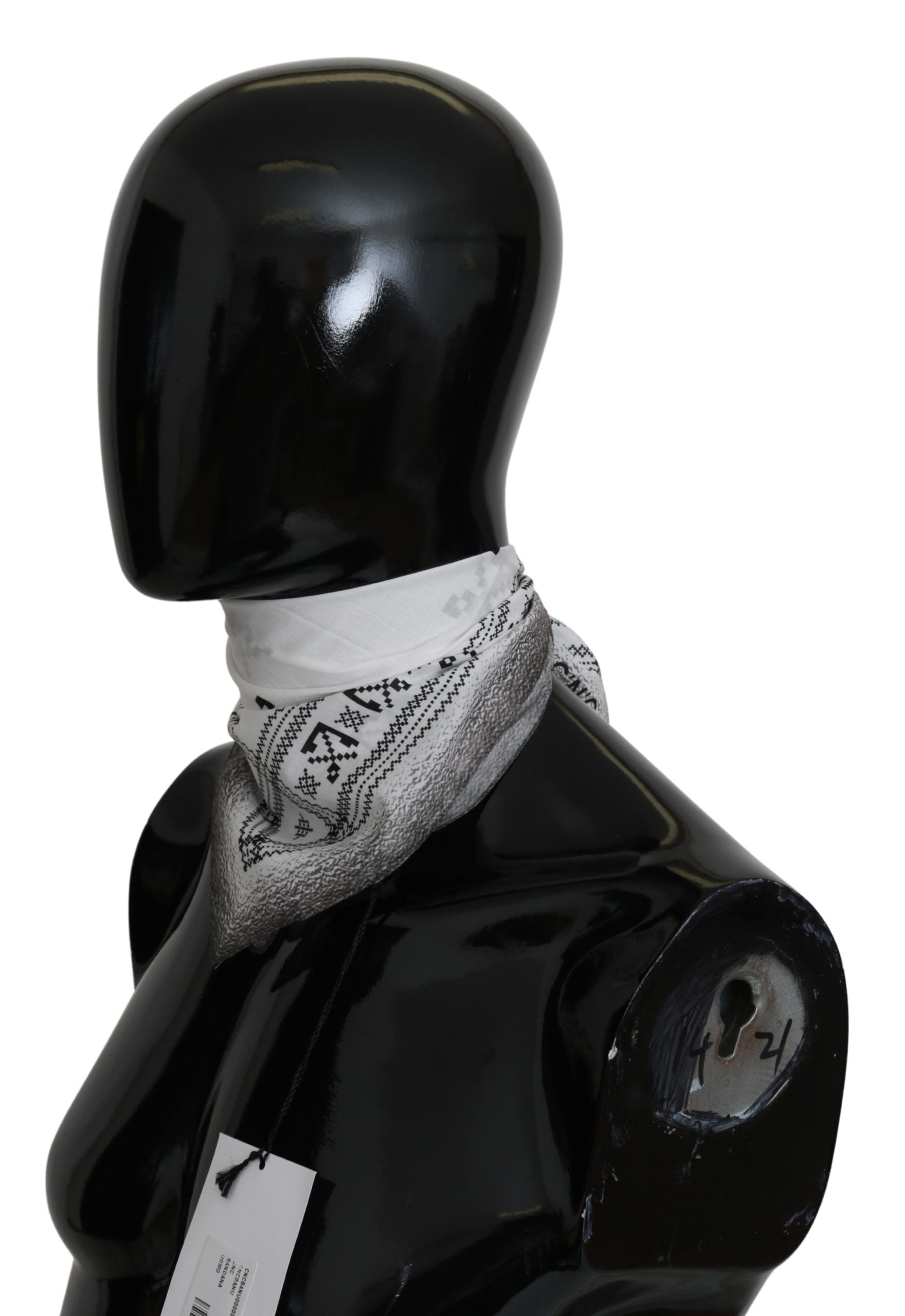 Costume National Vit Tryckt Bandana Bomullshalsduk