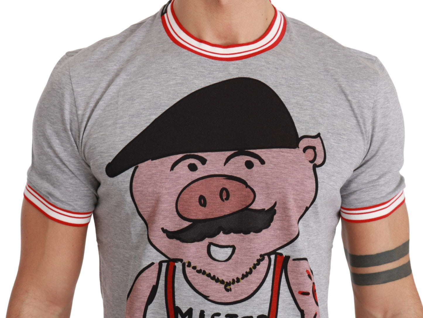 Dolce &amp; Gabbana Grå bomullstopp 2019 Grisens år T-shirt