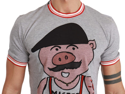 Dolce &amp; Gabbana Grå bomullstopp 2019 Grisens år T-shirt