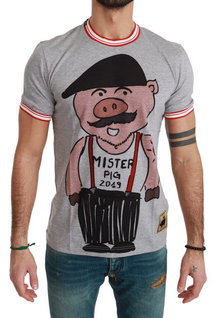 Dolce &amp; Gabbana Grå bomullstopp 2019 Grisens år T-shirt