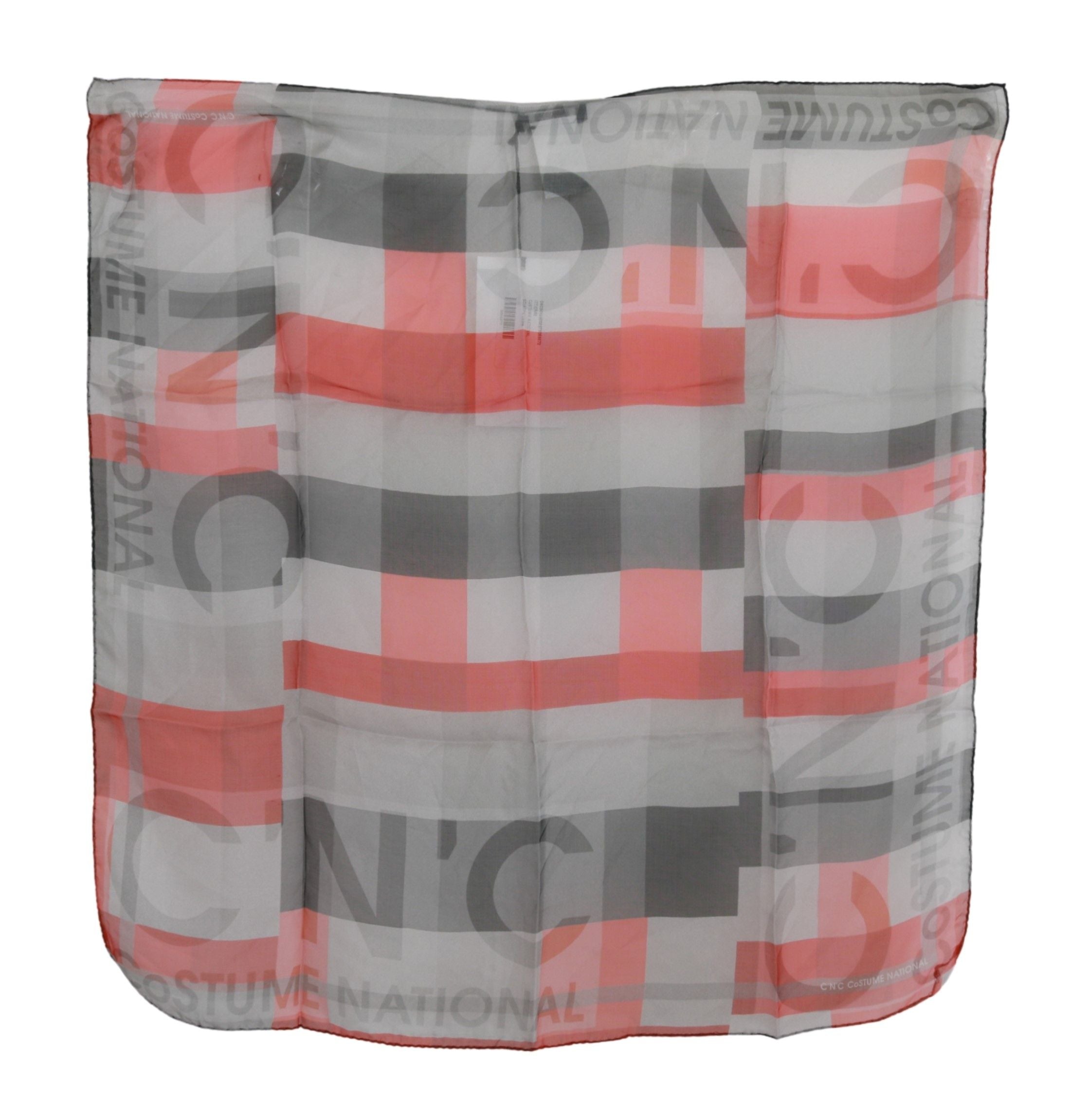 Costume National Röd 100% Siden Märkt Grå Halsduk